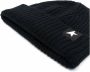 Golden Goose Zwarte wollen ribgebreide hoed met One Star-logo Zwart - Thumbnail 4