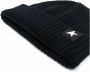 Golden Goose Zwarte wollen ribgebreide hoed met One Star-logo Zwart - Thumbnail 3
