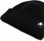 Golden Goose Zwarte wollen ribgebreide hoed met One Star-logo Zwart - Thumbnail 2