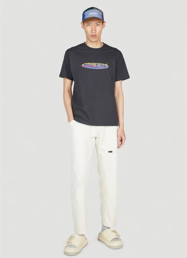 Gramicci Logo Print Katoenen T-Shirt Zwart Heren
