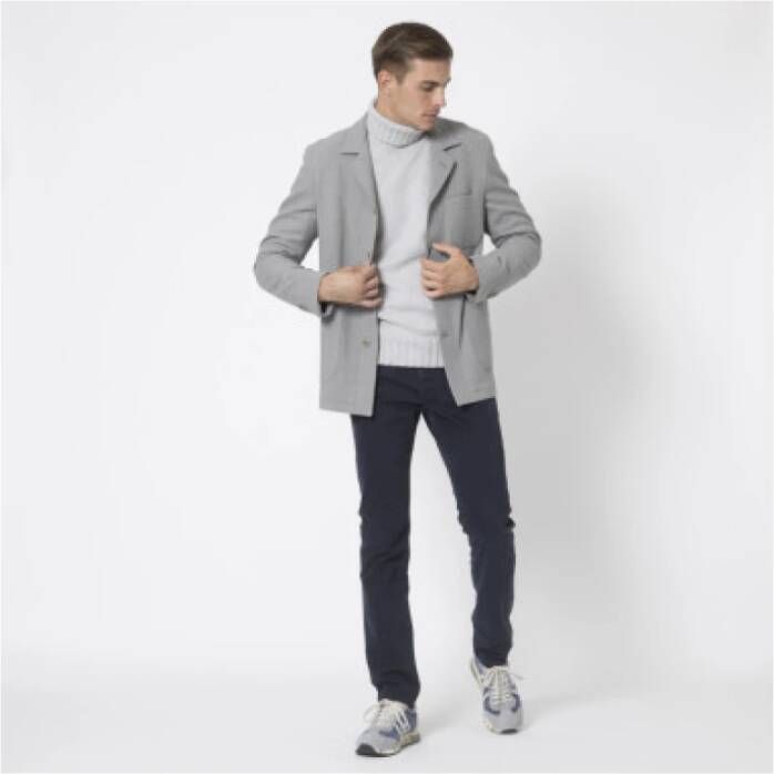 Gran Sasso Blauw-Beige Gemêleerde Coltrui Gray Heren