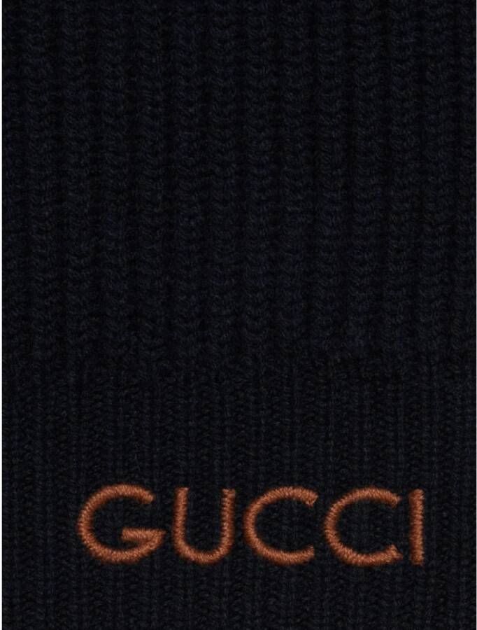 Gucci Blauwe Gebreide Jas met Geborduurd Logo Blue Heren