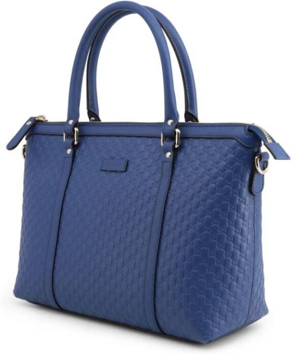 Gucci Luxe leren handtas met ritssluiting en afneembare schouderriem Blauw Dames