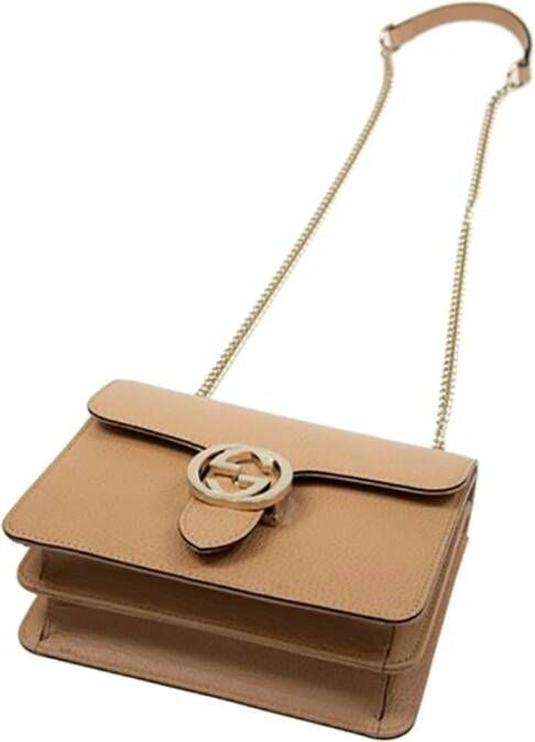 Gucci Interlocking GG Leren Crossbodytas Beige Dames