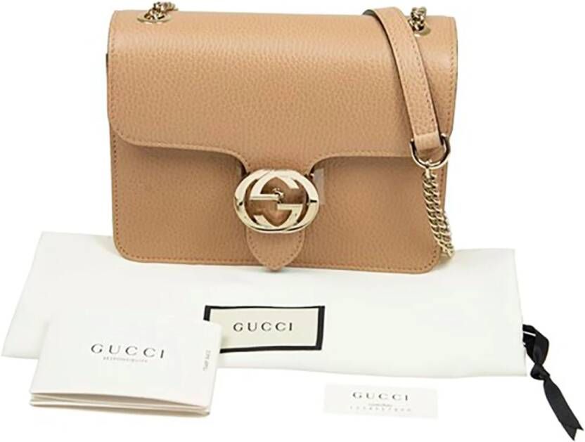 Gucci Interlocking GG Leren Crossbodytas Beige Dames