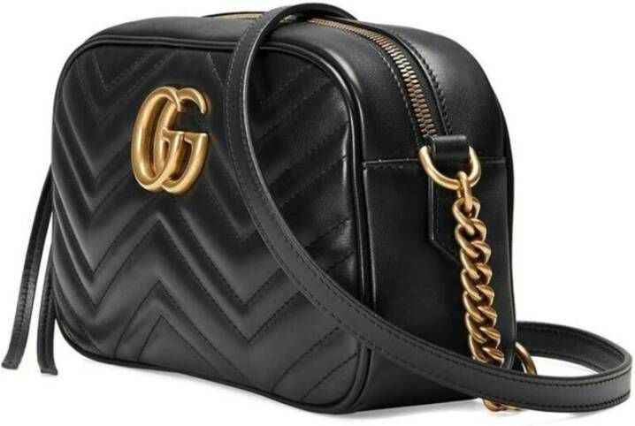 Gucci GG Marmont Small Matelassé Shoulder Tas Zwart Dames