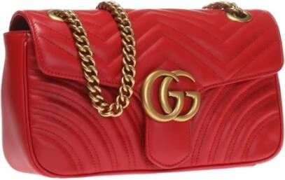 Gucci GG Marmont Small Shoulder Tas Rood Dames
