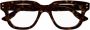 Gucci Gedurfd vierkant montuur met metalen klinknagels Brown Unisex - Thumbnail 2