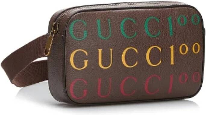 Gucci Vintage Bruine Leren Gucci Riemtas Brown Dames