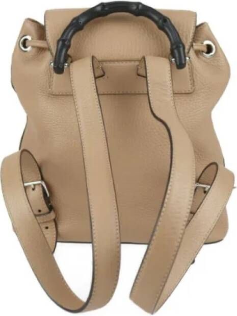 Gucci Vintage Pre-owned Leather backpacks Beige Dames