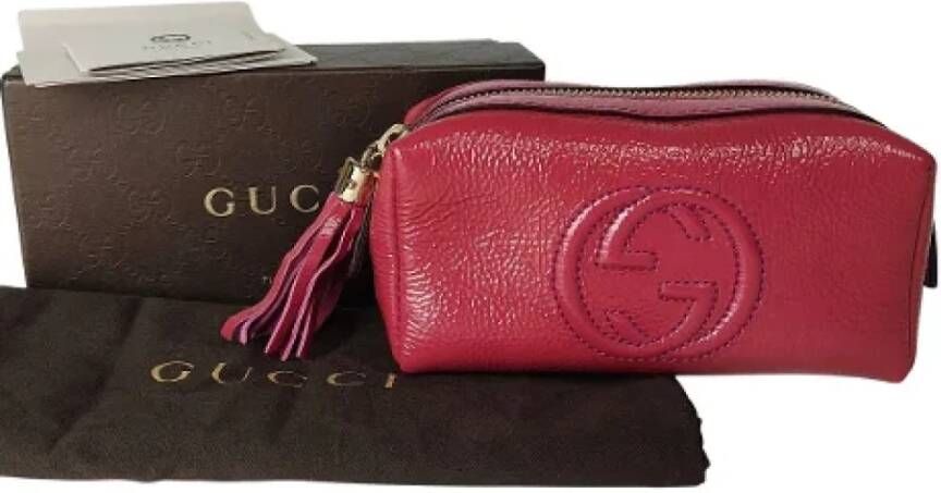Gucci Vintage Pre-owned Leather clutches Roze Dames