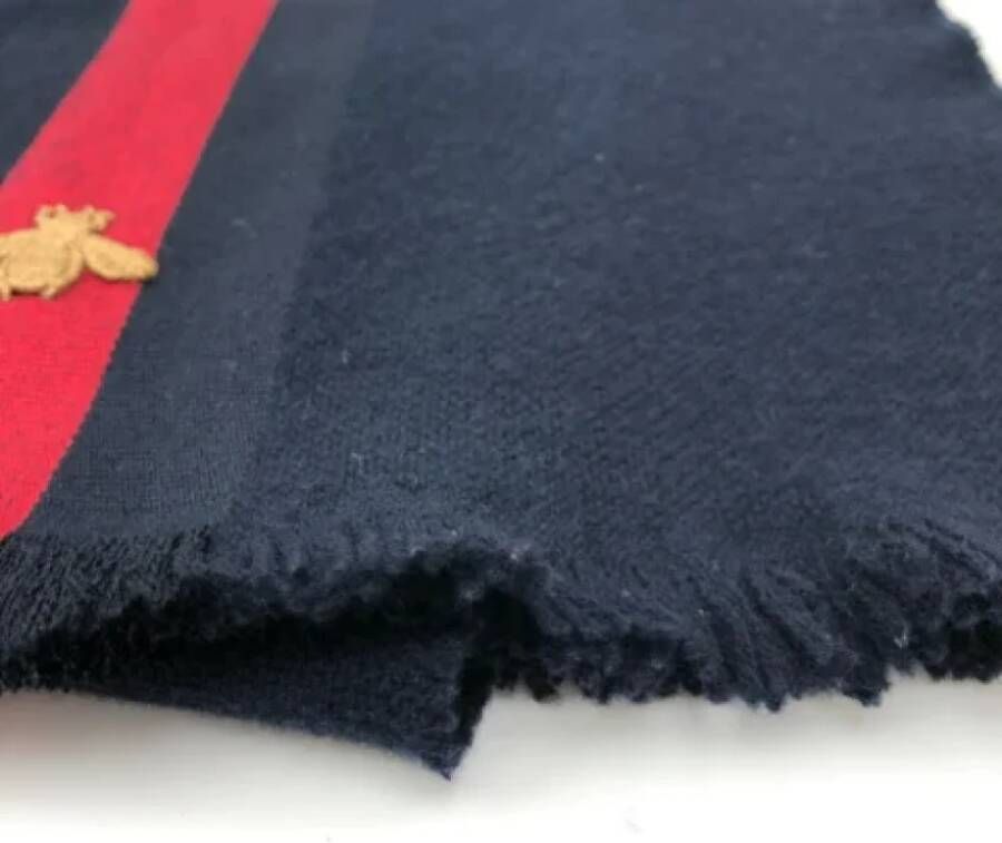 Gucci Vintage Pre-owned Wool scarves Blauw Dames