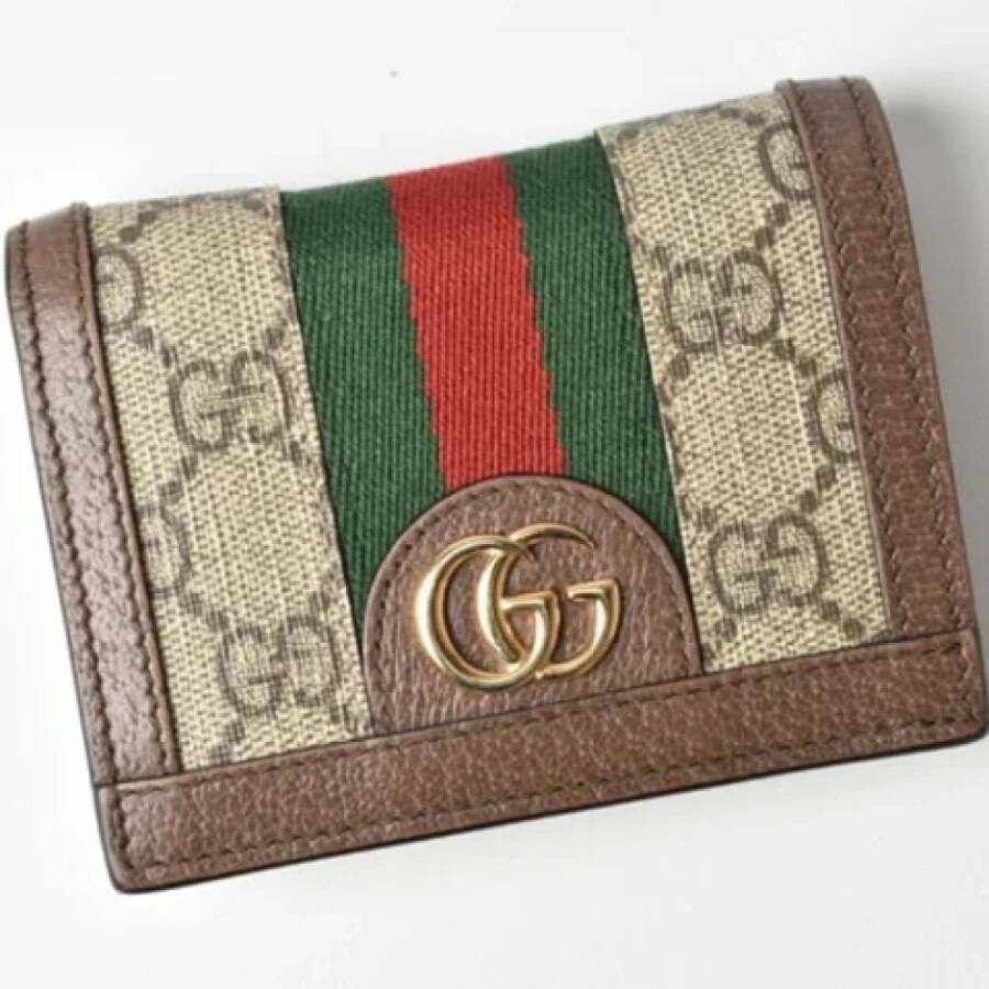 Gucci Vintage Tweedehands Beige Stoffen Portemonnee Beige Dames