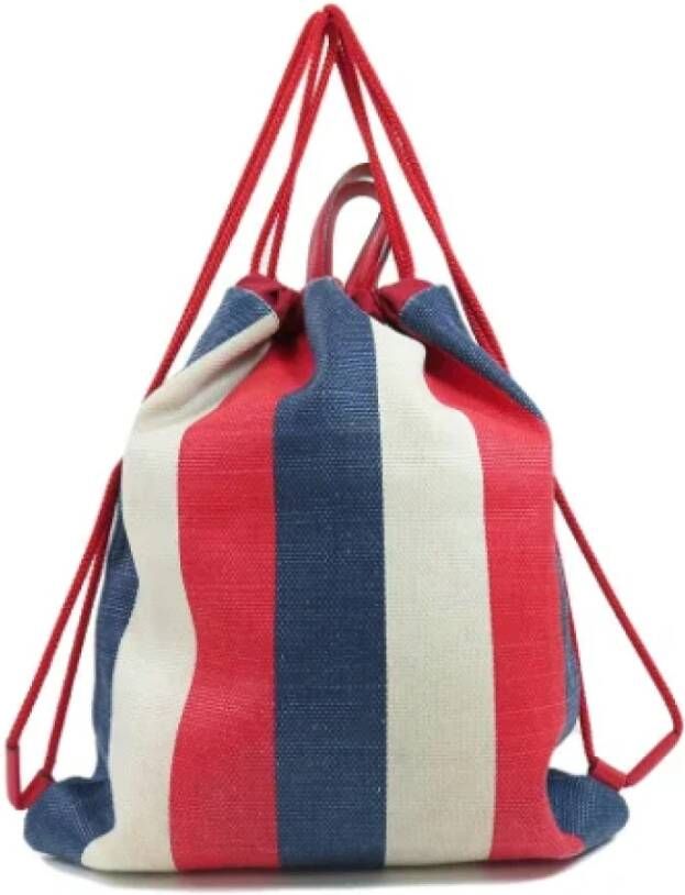Gucci Vintage Tweedehands Blauwe Canvas Rugzak Blue Dames