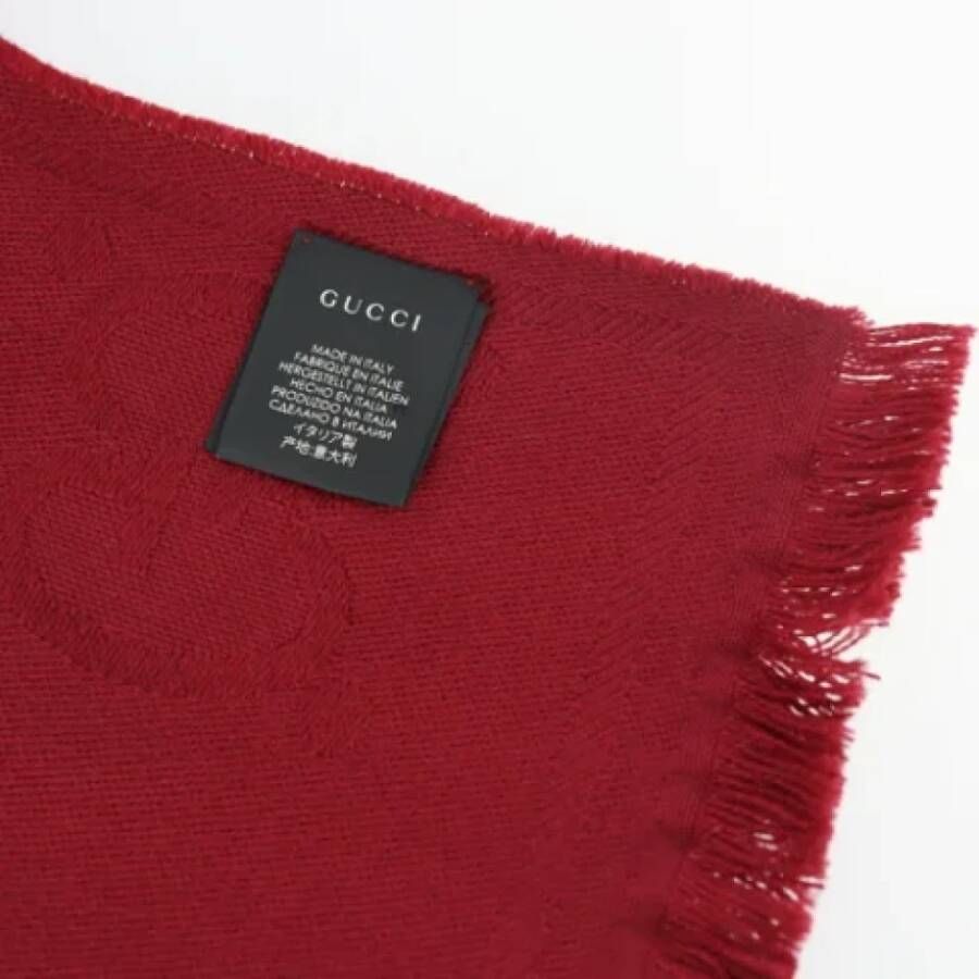 Gucci Vintage Tweedehands Bordeauxrood Wol Gucci Sjaal Red Dames