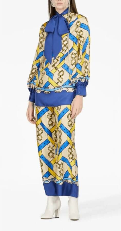 Gucci Zijden broek met Horsebit-print Multicolor Dames