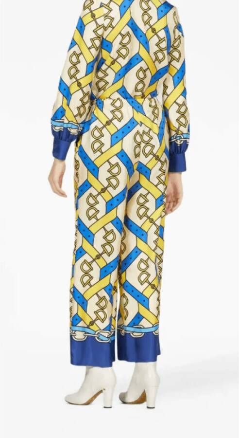 Gucci Horsebit-print Zijden Broek Multicolor Dames