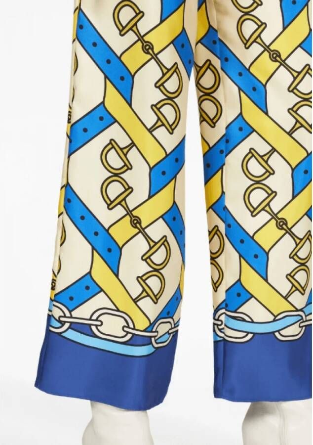 Gucci Horsebit-print Zijden Broek Multicolor Dames
