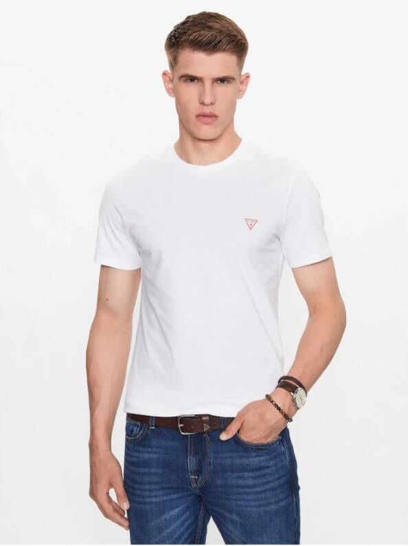 Guess Basis Katoenen T-Shirt Wit Heren