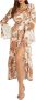 Guess Bloemenprint Midi Jurk Beige Dames - Thumbnail 1