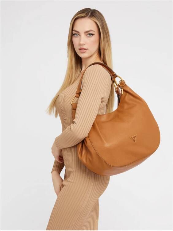 Guess Brandy Eco Leren Clip Sluiting Tas Bruin Dames