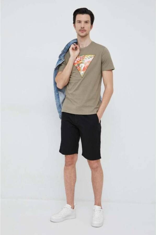 Guess Casual katoenen en linnen shorts Zwart Heren