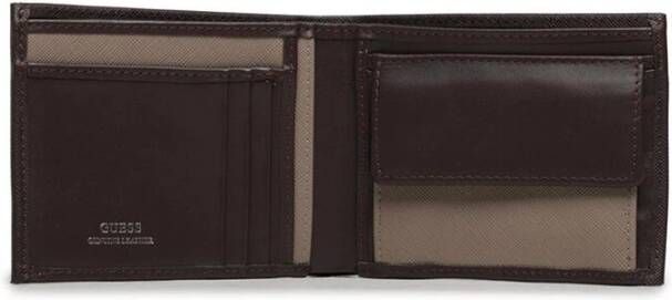 Guess Compacte Portemonnee met Kaartsleuven en Muntvak Bruin Heren