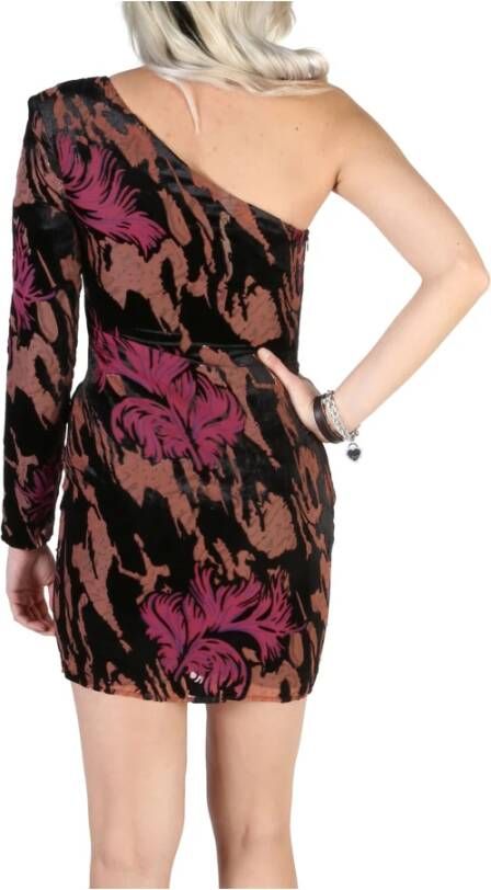 Guess Bloemenprint One Shoulder Jurk Zwart Dames