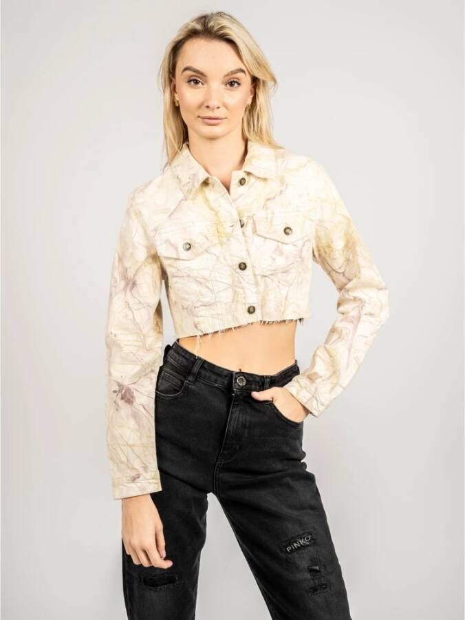 Guess Eenvoudige Korte Jas met Uniek Patroon Groen Dames