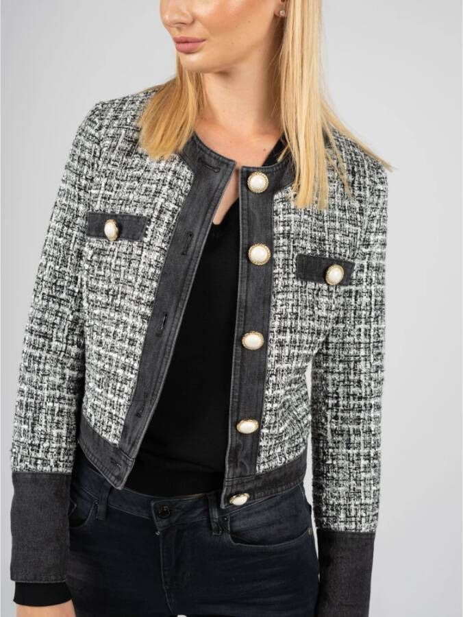 Guess Eenvoudige Stijl Jas met Opvallende Textuur Zwart Dames