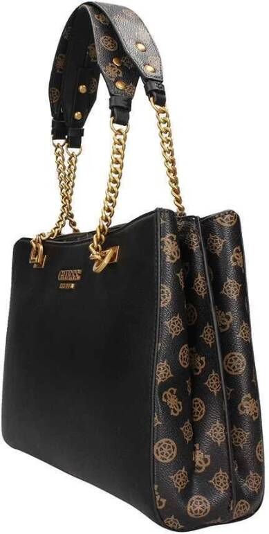 Guess Fynna Girlfriend Zwart Mokka Logo Handtas Zwart Dames
