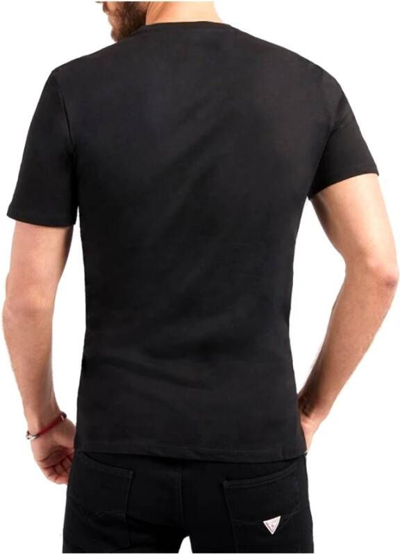Guess Gepreegde Logo T-shirts en Polos Zwart Heren