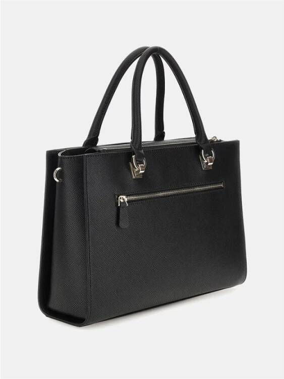 Guess Zwarte Eco Leren Schoudertas Zwart Dames