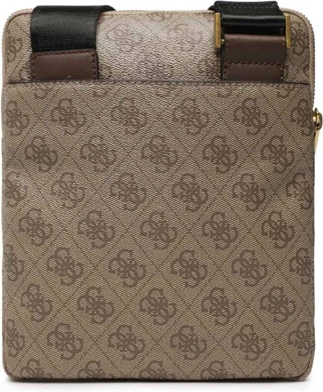 Guess Heren Vezzola Eco Crossbody Tas Beige Bruin Multilogo Beige Heren