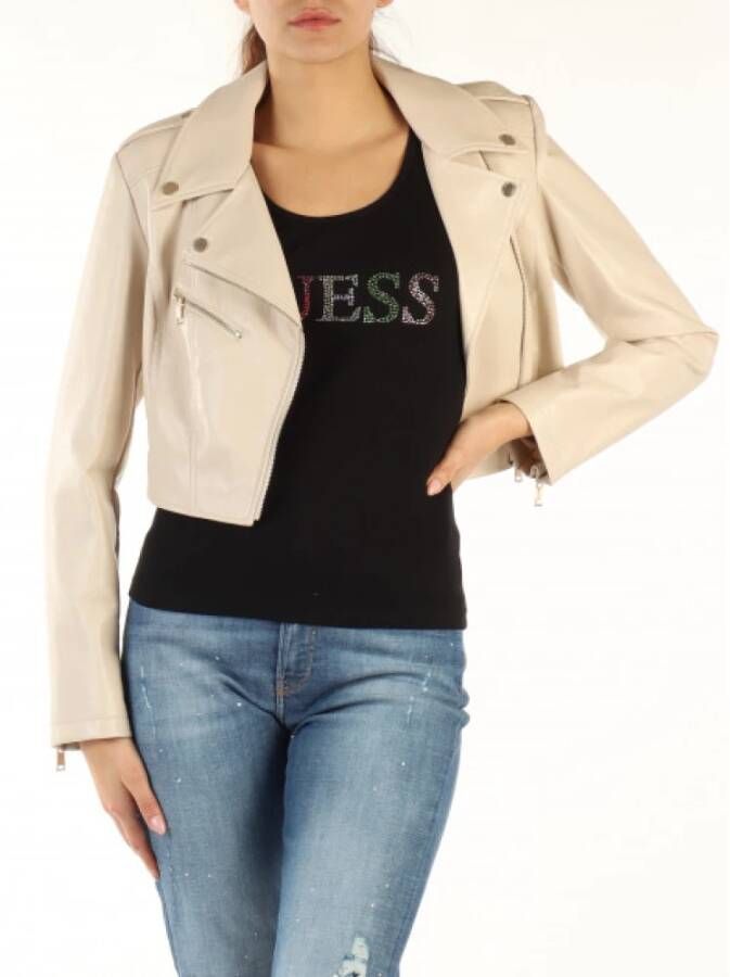 Guess Leather Jackets Beige Dames