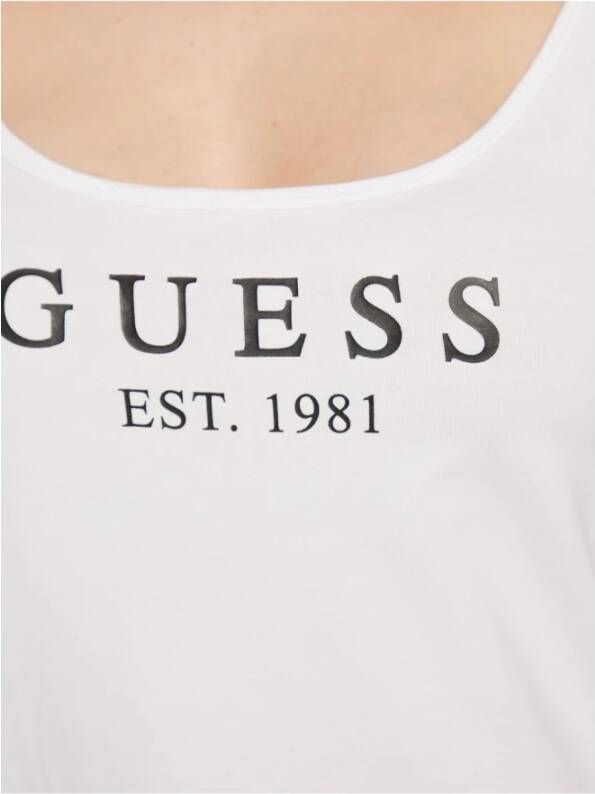Guess Stretch ML T-Shirt Wit Aansluitende Pasvorm Wit Dames