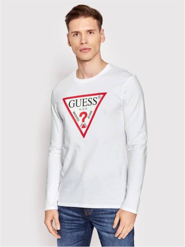 Guess Long Sleeve Tops Wit Heren