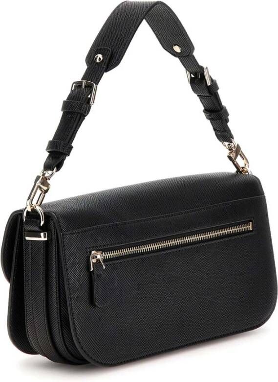 Guess Zwarte Eco Leren Schoudertas met Verstelbare Band Zwart Dames