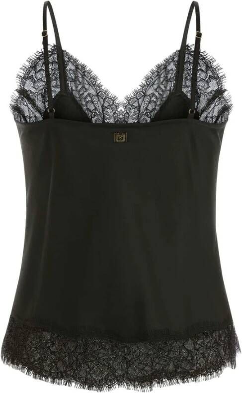 Guess Elegante Kant Mouwloze Top Zwart Dames