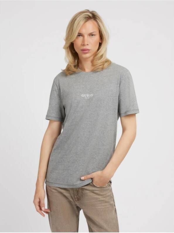 Guess Slim Fit Logo Relief T-Shirt Grijs Dames
