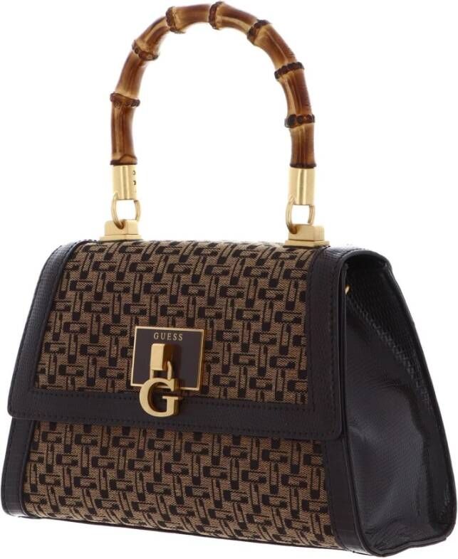 Guess Stephi Bamboo Crossbody Flap Tas Bruin Dames