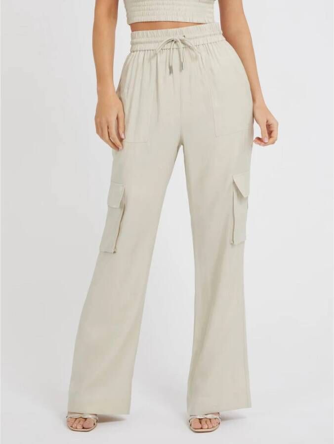 Guess Straight Trousers Beige Dames