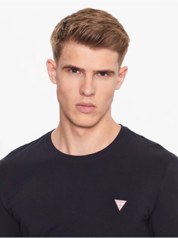 Guess Stretch Basic T-Shirt met Lange Mouwen Blauw Heren