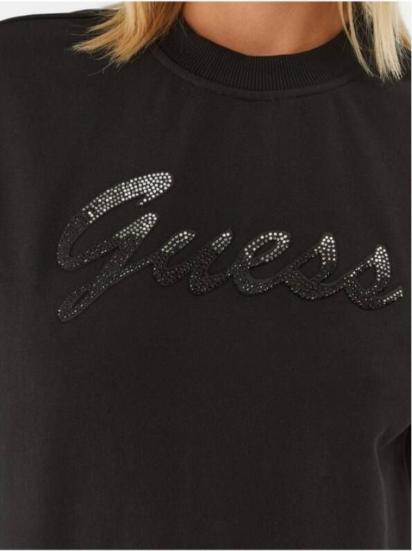 Guess Sweatshirt met Strass Logo Zwart Dames