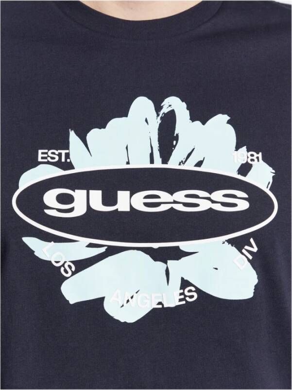 Guess T-shirt Blauw Heren