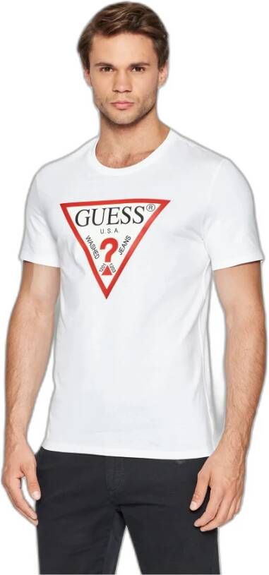 Guess T-shirt CN Original Logo Wit Heren