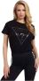 Guess Iconisch Bedrukt Logo T-Shirt Zwart Black Dames - Thumbnail 7