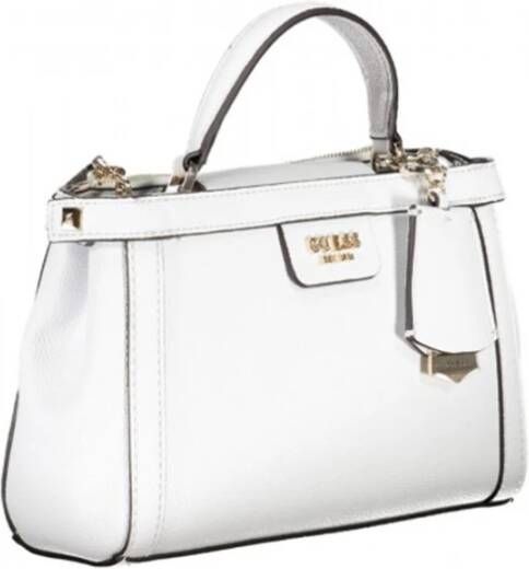 Guess Witte Eco Leren Schoudertas met Verstelbare Band Wit Dames