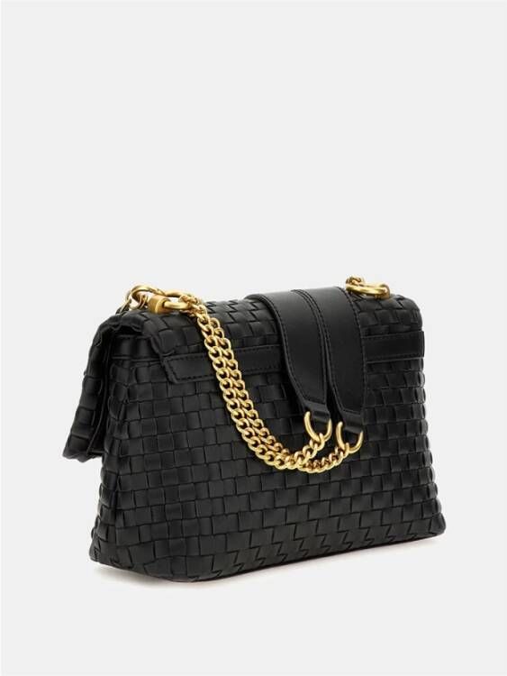 Guess Zwarte Eco Leren Tas met Kliksluiting Zwart Dames