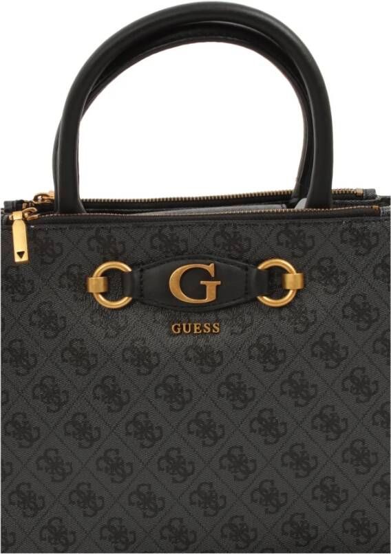 Guess Zwarte Imitatieleren Hand- en Schoudertas met Rits en Magneetsluiting Grijs Dames